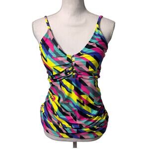 OCEAN BLUES WOMEN SWIMMING MULTICOLOR TANKINI SIZE LARGE BRAND NEW WITH TAGS